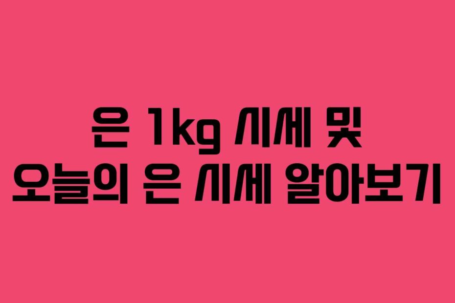 은 1kg 시세 및 오늘의 은 시세 알아보기 은 1kg 시세 및 오늘의 은 시세 알아보기