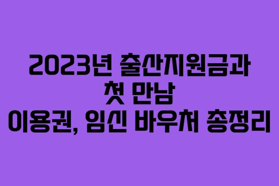 2023년 출산지원금과 첫 만남 이용권, 임신 바우처 총정리