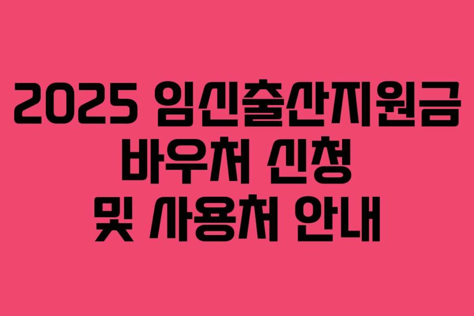 2025 임신출산지원금 바우처 신청 및 사용처 안내
