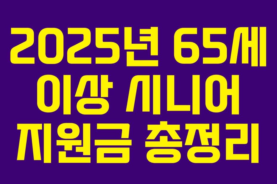 2025년 65세 이상 시니어 지원금 총정리