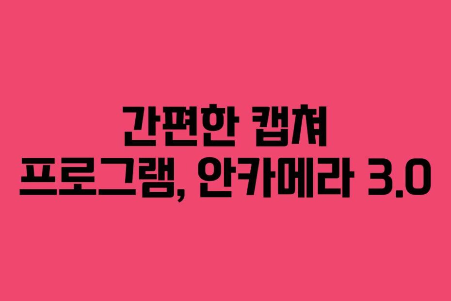 간편한 캡쳐 프로그램, 안카메라 3.0