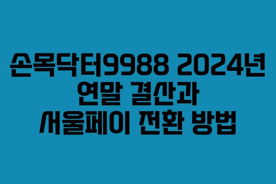손목닥터9988 2024년 연말 결산과 서울페이 전환 방법