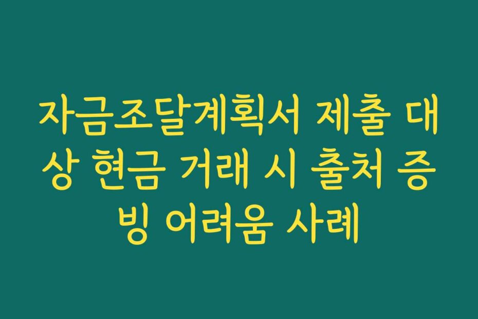 자금조달계획서 제출 대상 현금 거래 시 출처 증빙 어려움 사례