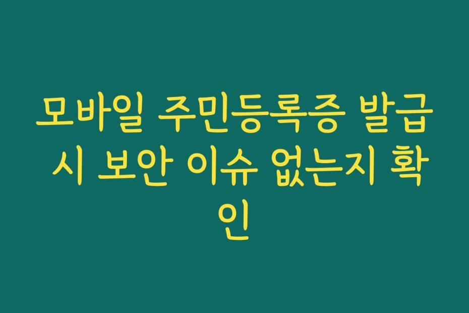 모바일 주민등록증 발급 시 보안 이슈 없는지 확인