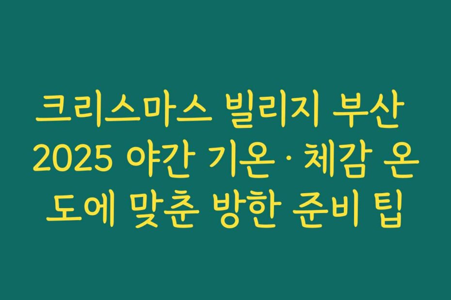 크리스마스 빌리지 부산 2025 야간 기온·체감 온도에 맞춘 방한 준비 팁