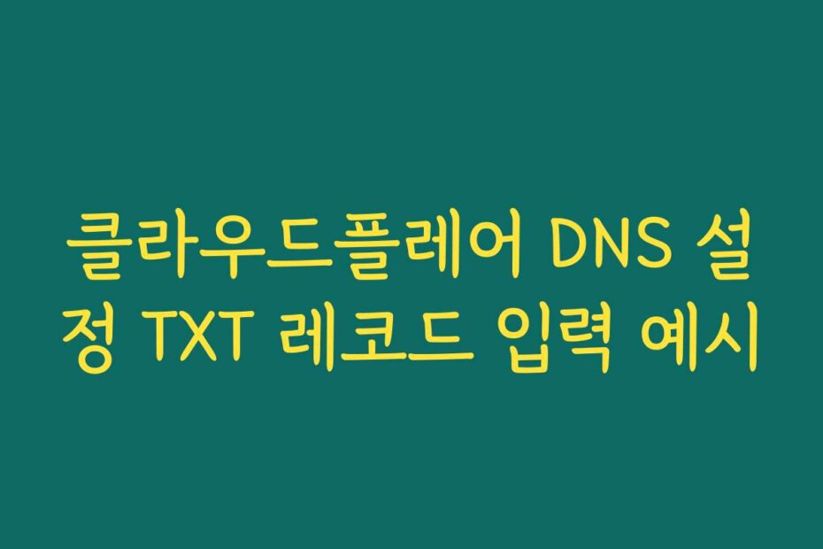 클라우드플레어 DNS 설정 TXT 레코드 입력 예시