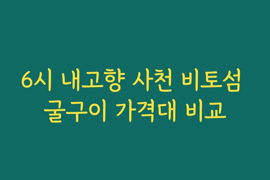 6시 내고향 사천 비토섬 굴구이 가격대 비교