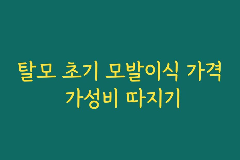 탈모 초기 모발이식 가격 가성비 따지기