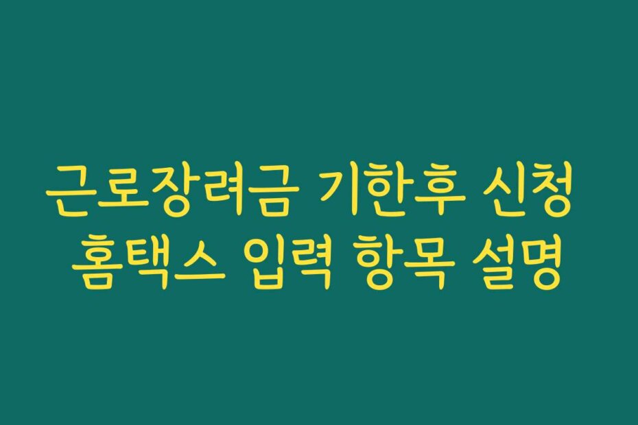 근로장려금 기한후 신청 홈택스 입력 항목 설명