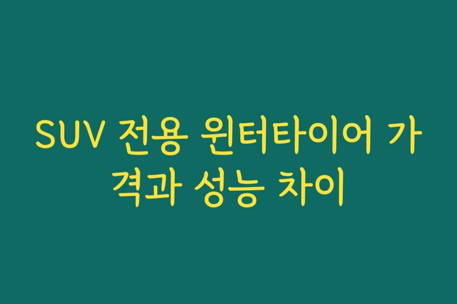 SUV 전용 윈터타이어 가격과 성능 차이