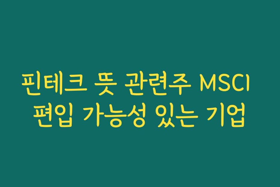 핀테크 뜻 관련주 MSCI 편입 가능성 있는 기업