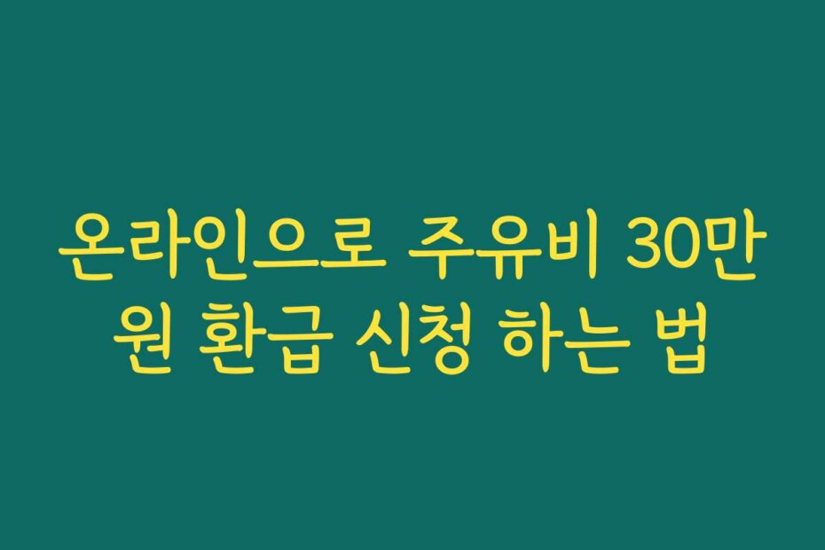 온라인으로 주유비 30만원 환급 신청 하는 법