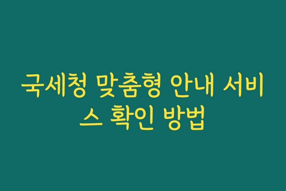 국세청 맞춤형 안내 서비스 확인 방법