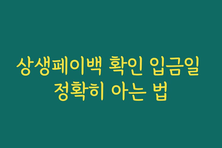 상생페이백 확인 입금일 정확히 아는 법