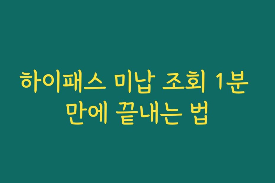 하이패스 미납 조회 1분 만에 끝내는 법