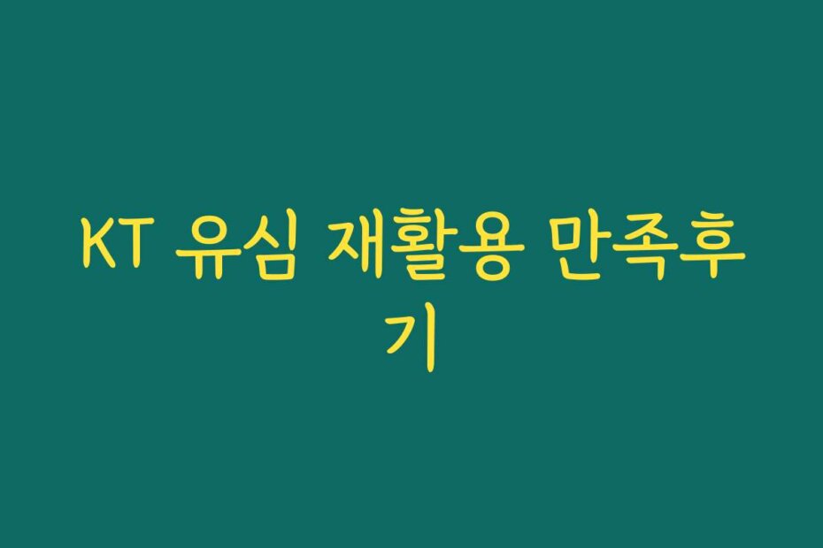 KT 유심 재활용 만족후기
