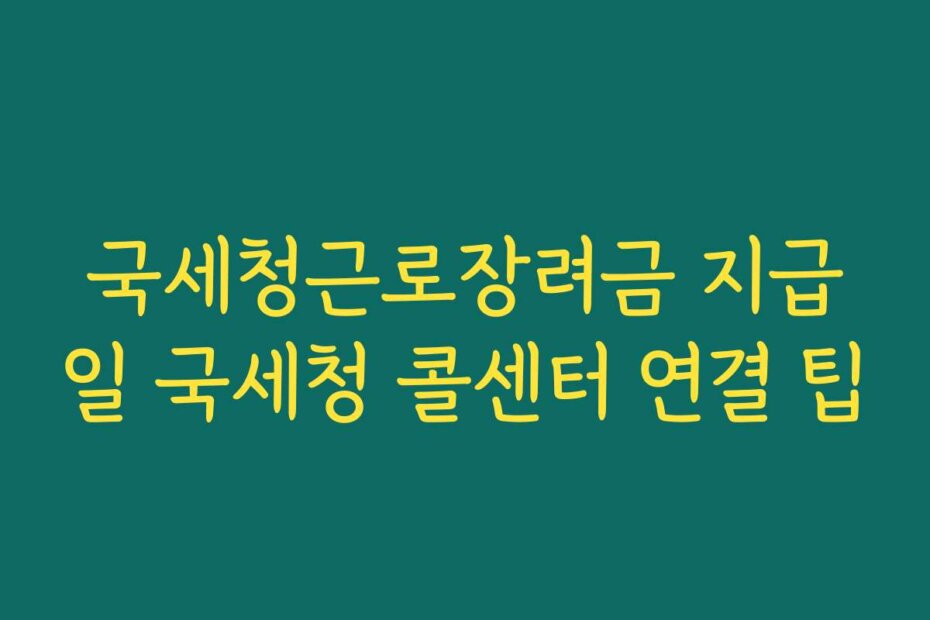 국세청근로장려금 지급일 국세청 콜센터 연결 팁