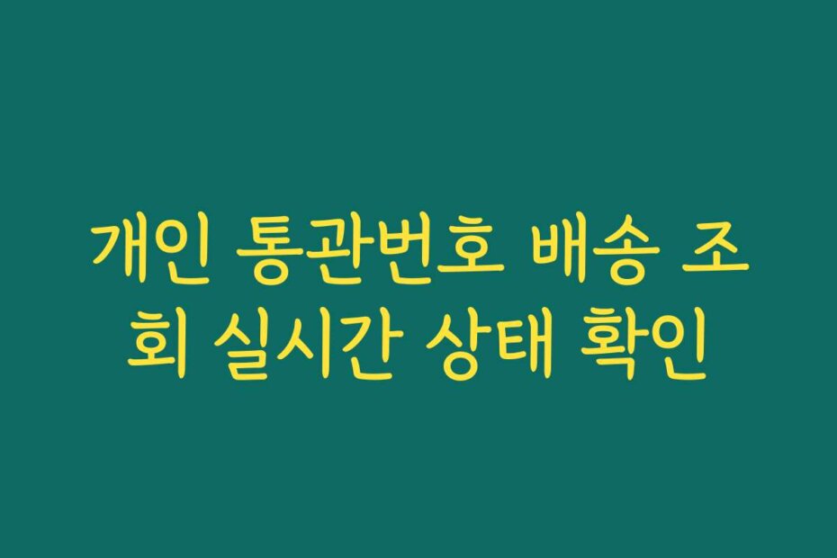 개인 통관번호 배송 조회 실시간 상태 확인
