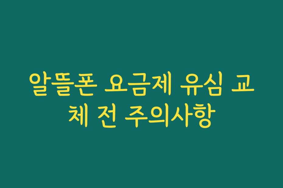 알뜰폰 요금제 유심 교체 전 주의사항