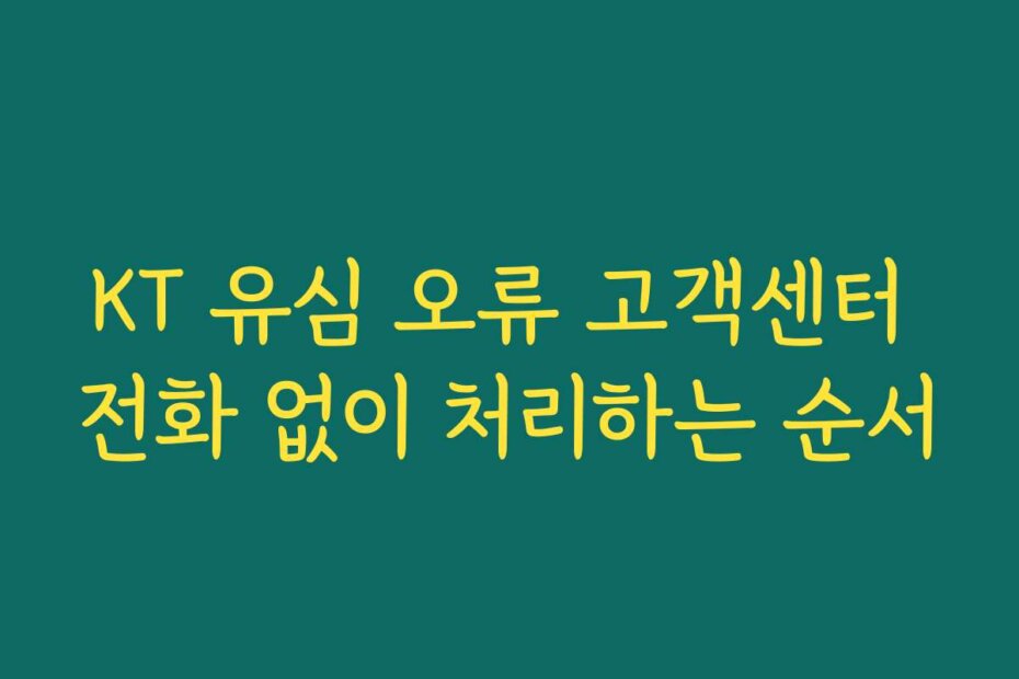 KT 유심 오류 고객센터 전화 없이 처리하는 순서