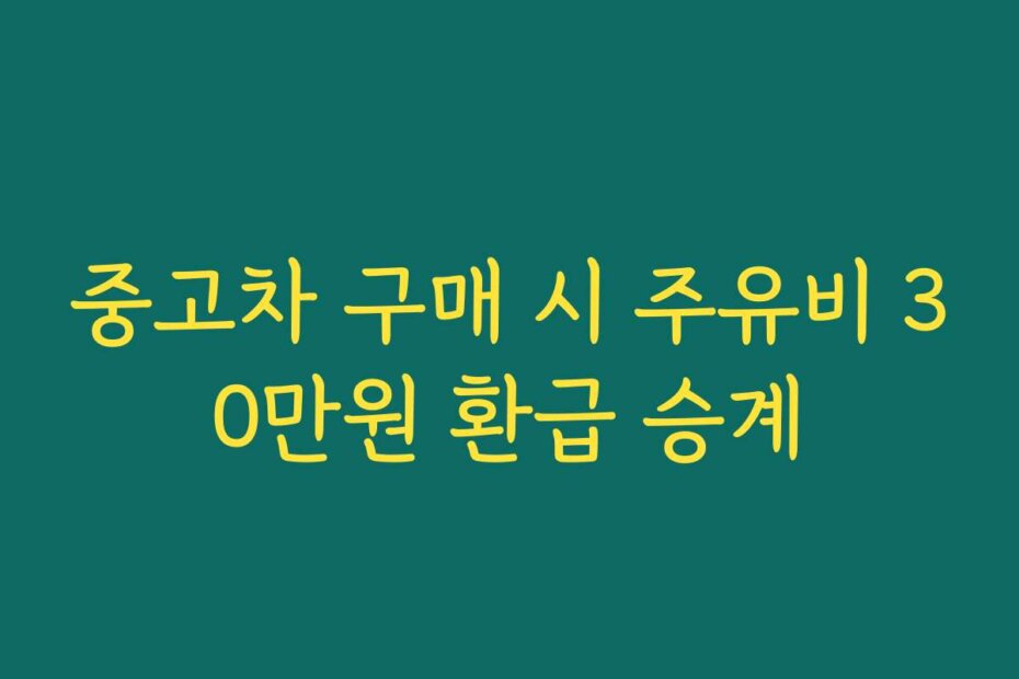 중고차 구매 시 주유비 30만원 환급 승계