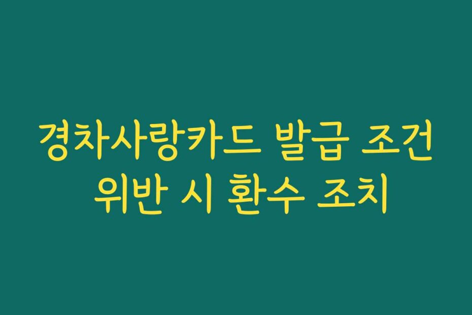 경차사랑카드 발급 조건 위반 시 환수 조치