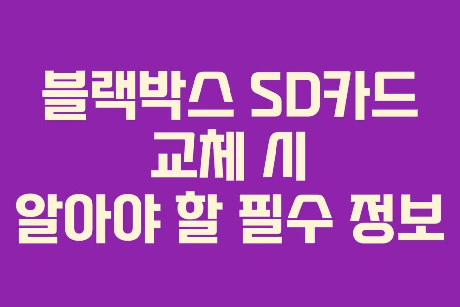 블랙박스 SD카드 교체 시 알아야 할 필수 정보