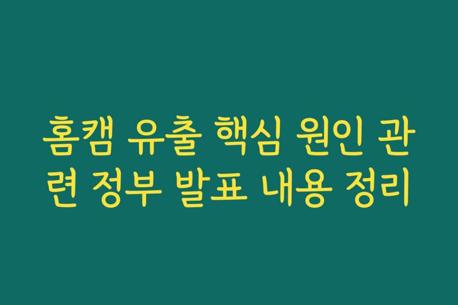 홈캠 유출 핵심 원인 관련 정부 발표 내용 정리