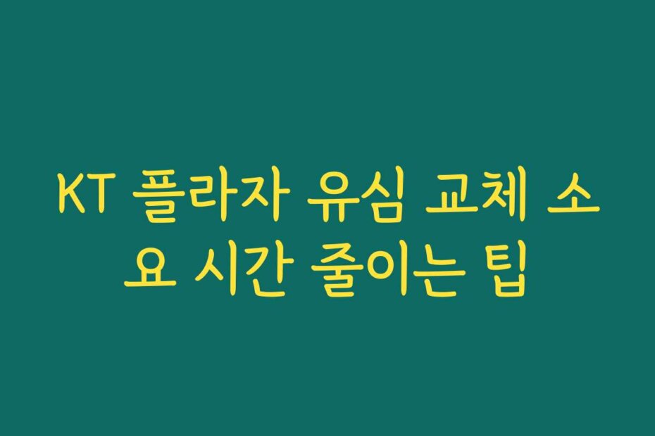 KT 플라자 유심 교체 소요 시간 줄이는 팁