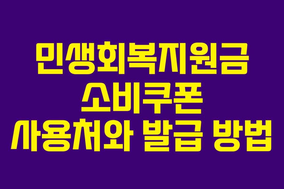 민생회복지원금 소비쿠폰 사용처와 발급 방법