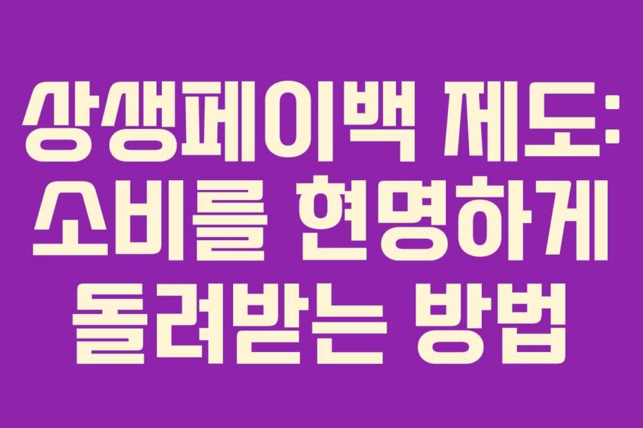 상생페이백 제도: 소비를 현명하게 돌려받는 방법