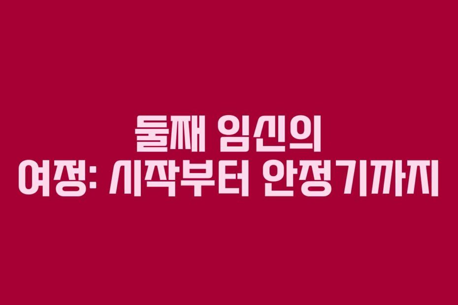 둘째 임신의 여정: 시작부터 안정기까지