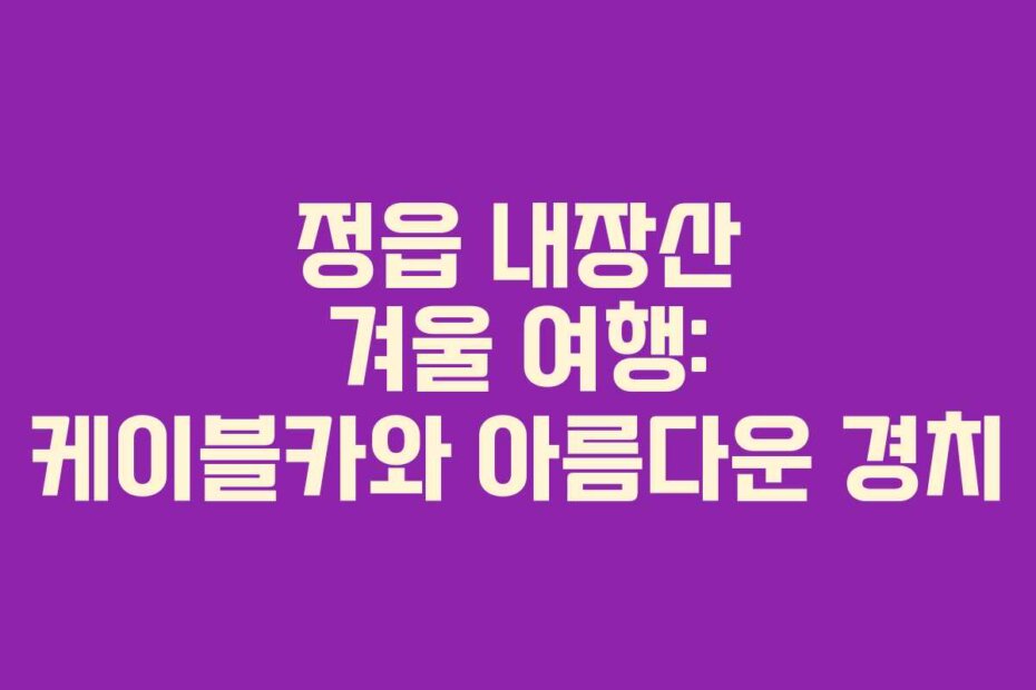 정읍 내장산 겨울 여행: 케이블카와 아름다운 경치