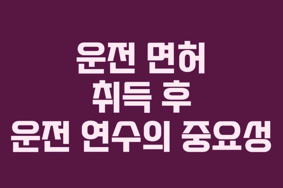 운전 면허 취득 후 운전 연수의 중요성