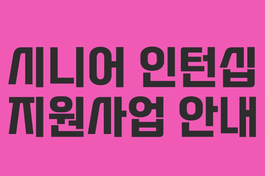 시니어 인턴십 지원사업 안내