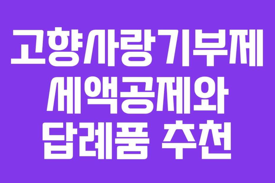 고향사랑기부제 세액공제와 답례품 추천