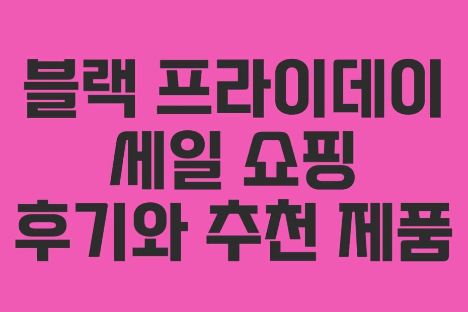 블랙 프라이데이 세일 쇼핑 후기와 추천 제품