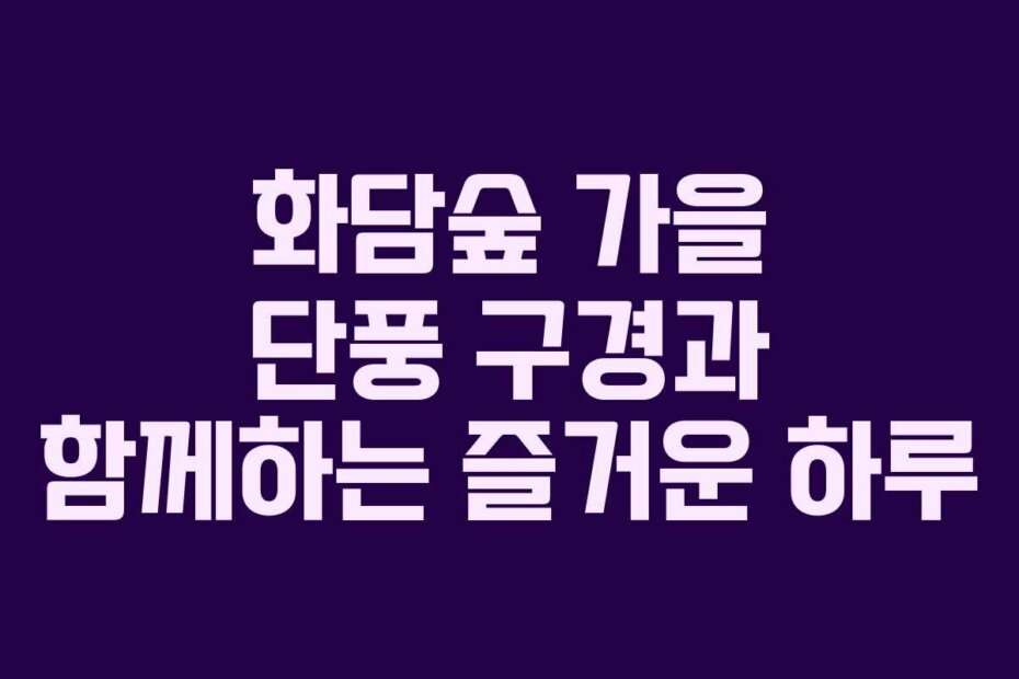 화담숲 가을 단풍 구경과 함께하는 즐거운 하루