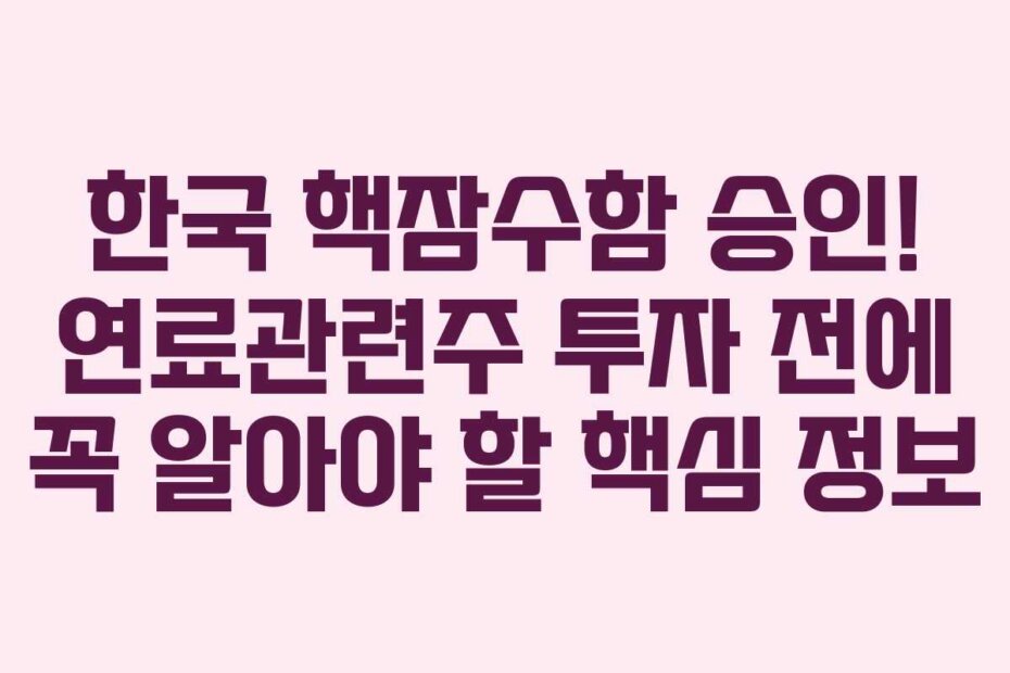 한국 핵잠수함 승인! 연료관련주 투자 전에 꼭 알아야 할 핵심 정보