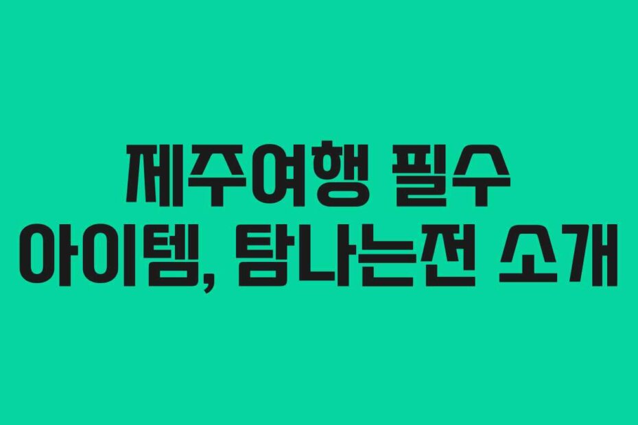 제주여행 필수 아이템, 탐나는전 소개
