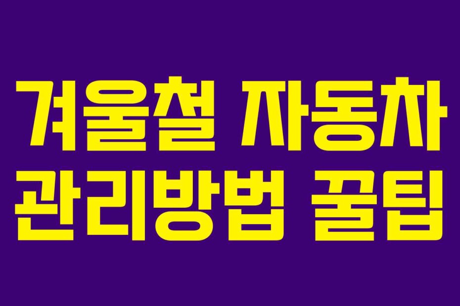 겨울철 자동차 관리방법 꿀팁