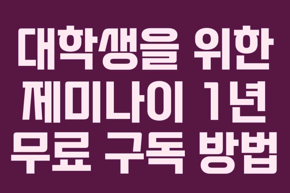 대학생을 위한 제미나이 1년 무료 구독 방법