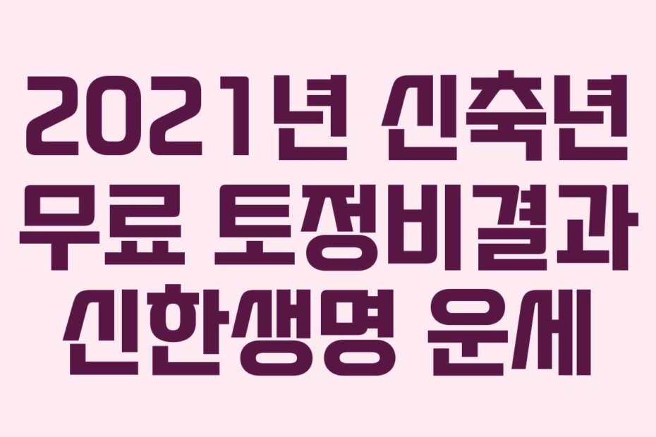 2021년 신축년 무료 토정비결과 신한생명 운세