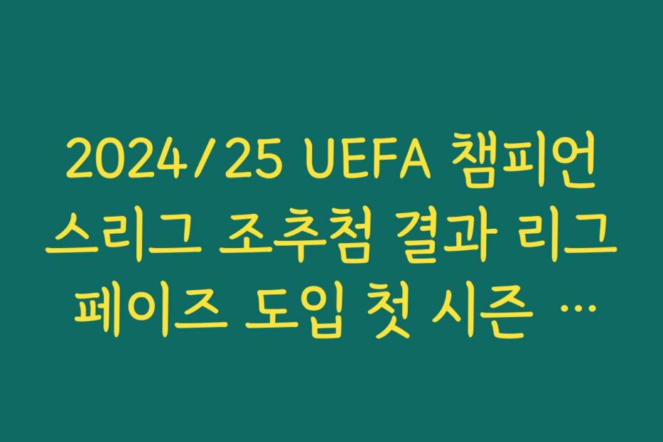 2024/25 UEFA 챔피언스리그 조추첨 결과 리그 페이즈 도입 첫 시즌 경기력 변수 분석