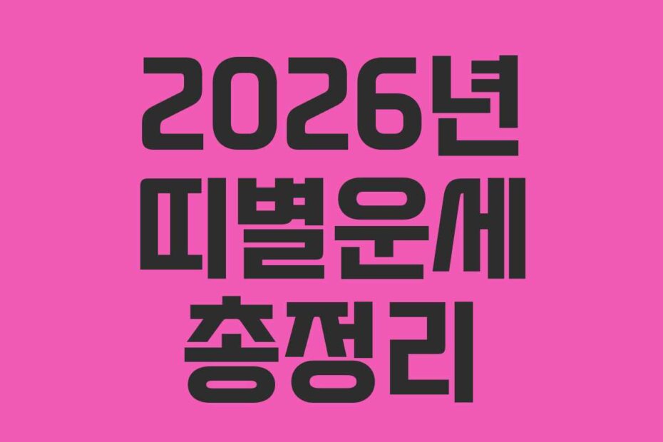 2026년 띠별운세 총정리