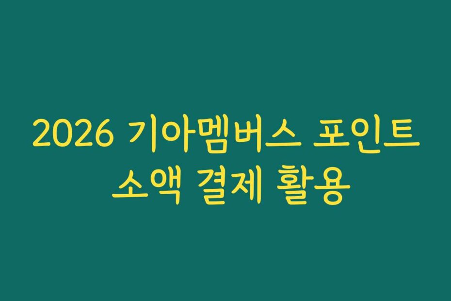 2026 기아멤버스 포인트 소액 결제 활용
