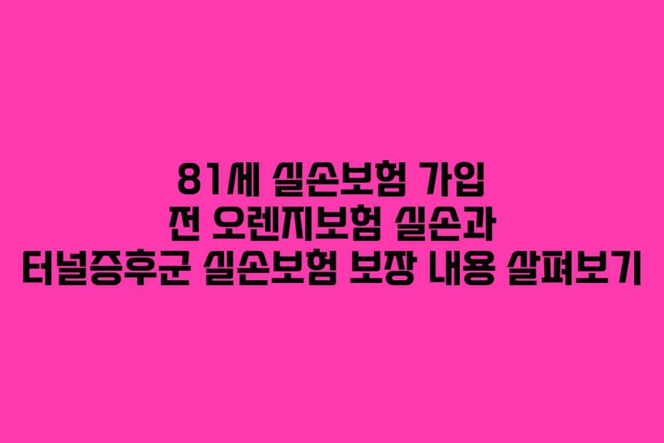 81세 실손보험 가입 전 오렌지보험 실손과 터널증후군 실손보험 보장 내용 살펴보기