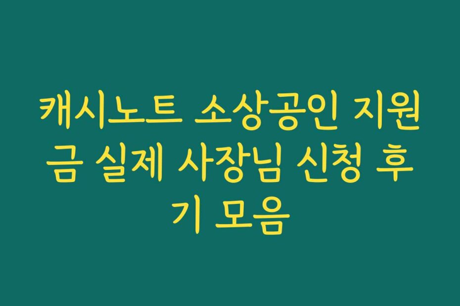 캐시노트 소상공인 지원금 실제 사장님 신청 후기 모음