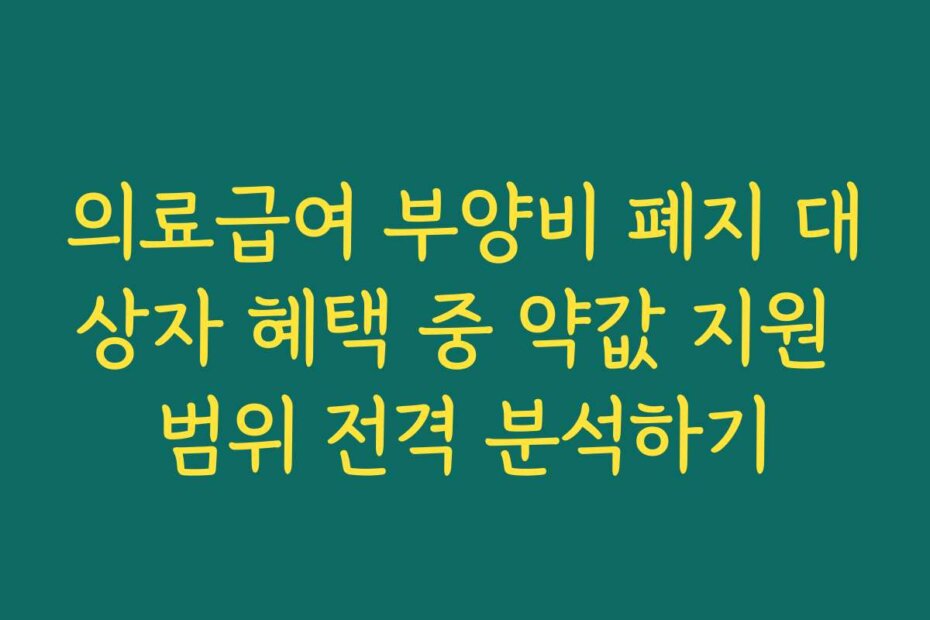 의료급여 부양비 폐지 대상자 혜택 중 약값 지원 범위 전격 분석하기