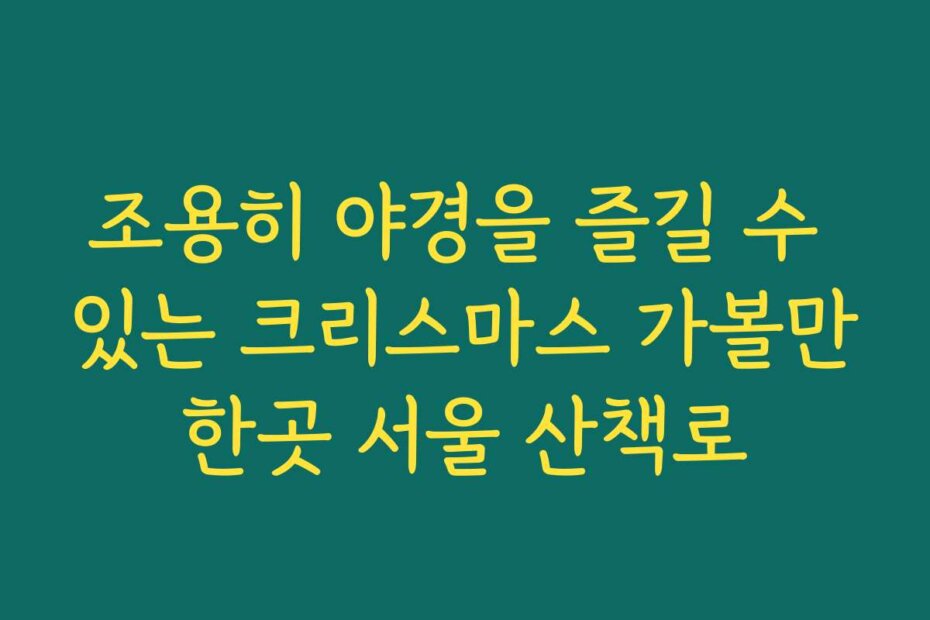 조용히 야경을 즐길 수 있는 크리스마스 가볼만한곳 서울 산책로